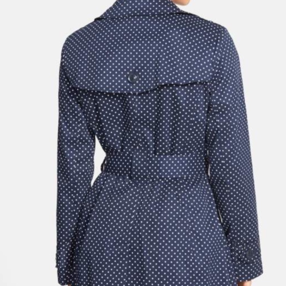 London Fog Black Polka-Dotted Trench Coat